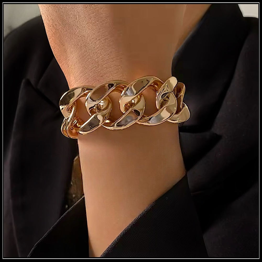 NEW CHUNKY STATEMENT GOLD CHAIN LINK BRACELET